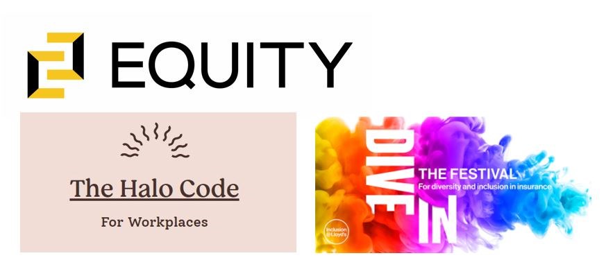 Equity, The Halo Code, and Dive In The Festival logos