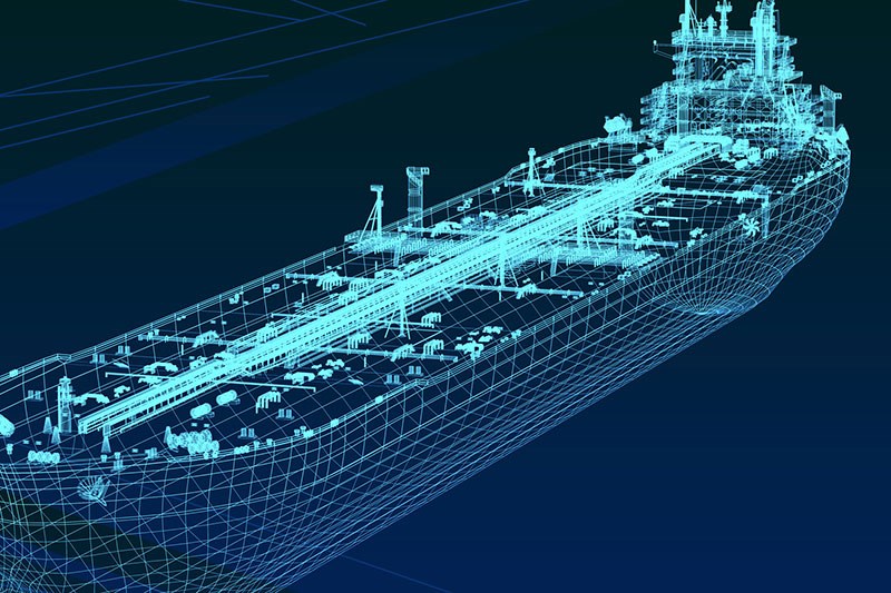 Blueprint of cargo ship
